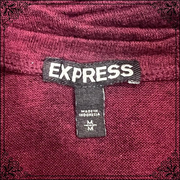 EXPRESS Heather Burgundy Bodycon Ruched Fringe V-Neck Dress - Size M - Picture 9 of 11